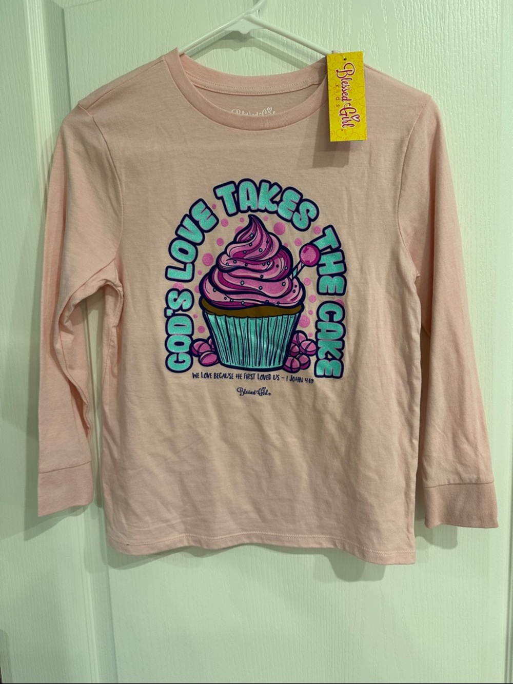 Blessed Girl Soft Pink 'God's Love Takes the Cake' Long Sleeve Tee